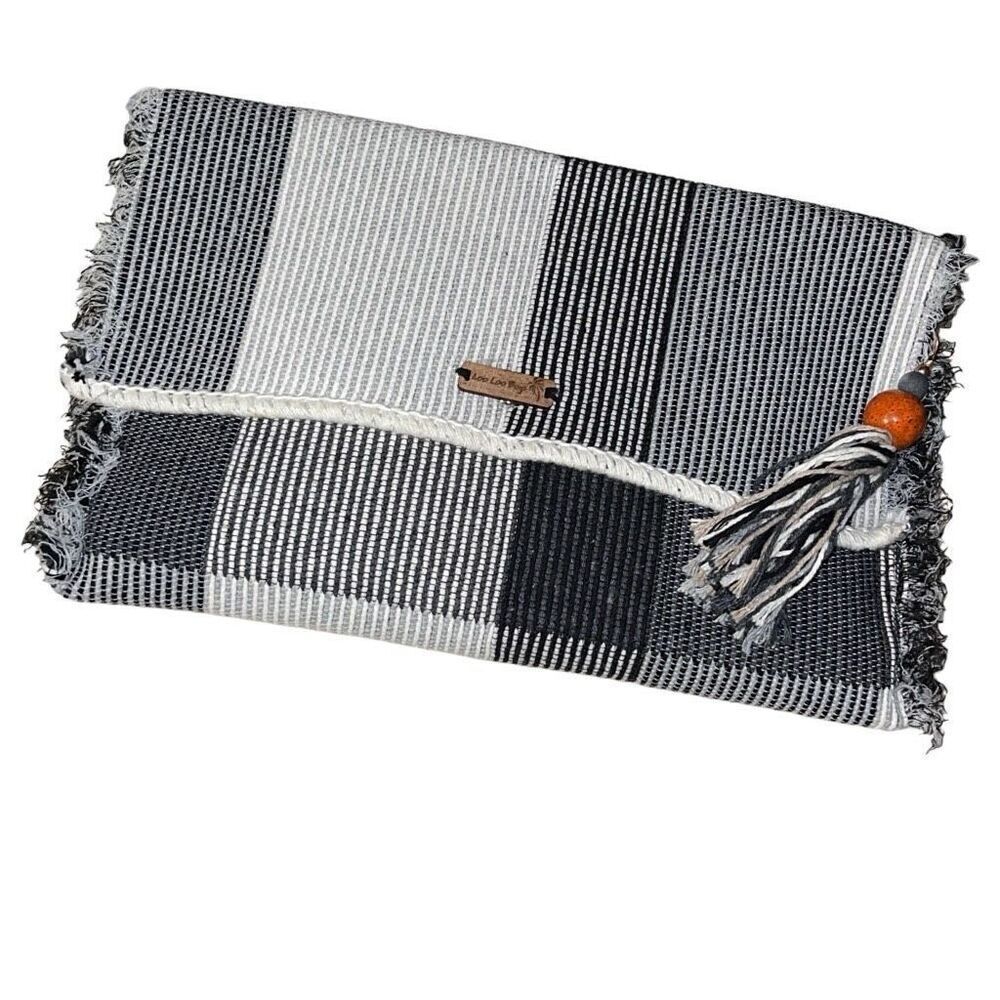 Loo Loo Bags Flap Clutch Fringe Boho Removable Tassel‎ NWT 13.5” x 8.5”